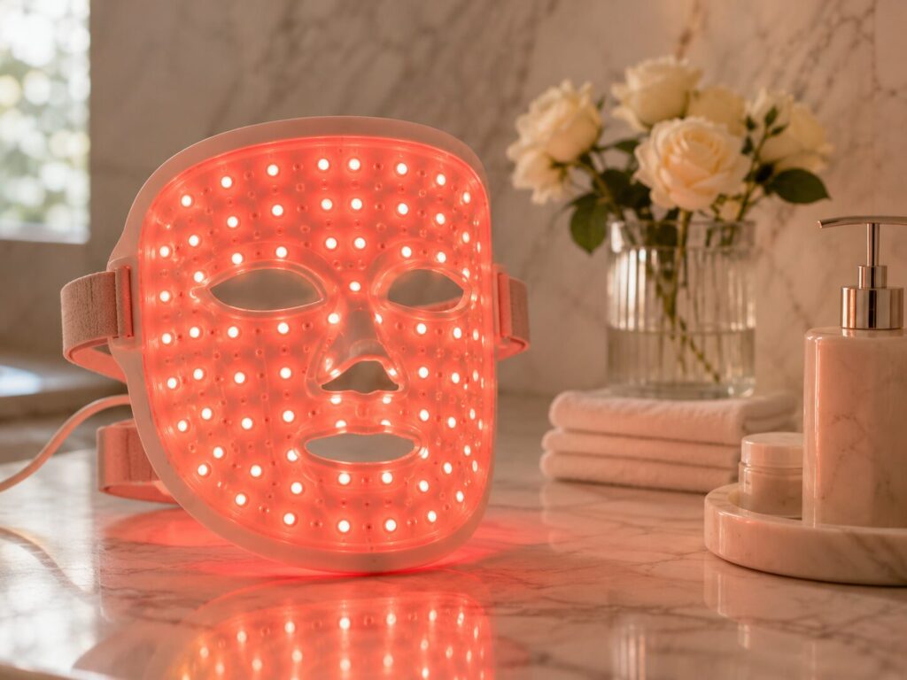 Premium red and near-infrared LED face mask for anti-aging skincare