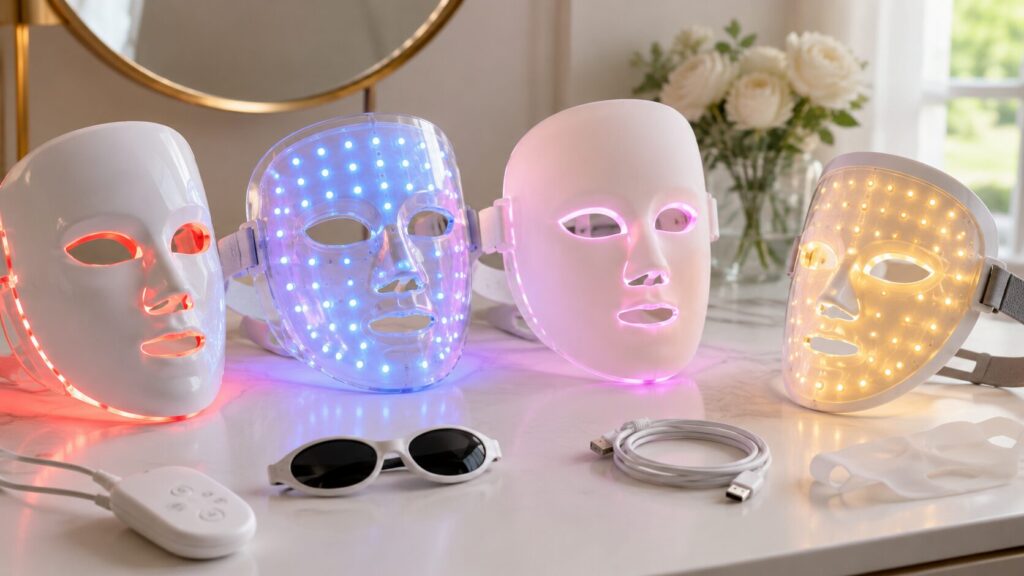 LED face masks compared by features, comfort and design