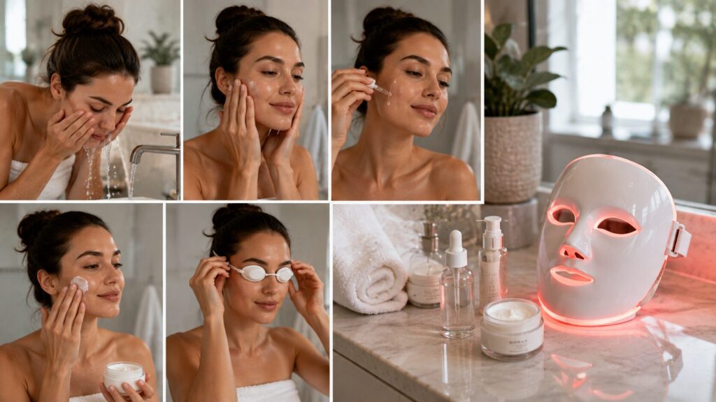 How to use an LED face mask as part of an at-home skincare routine